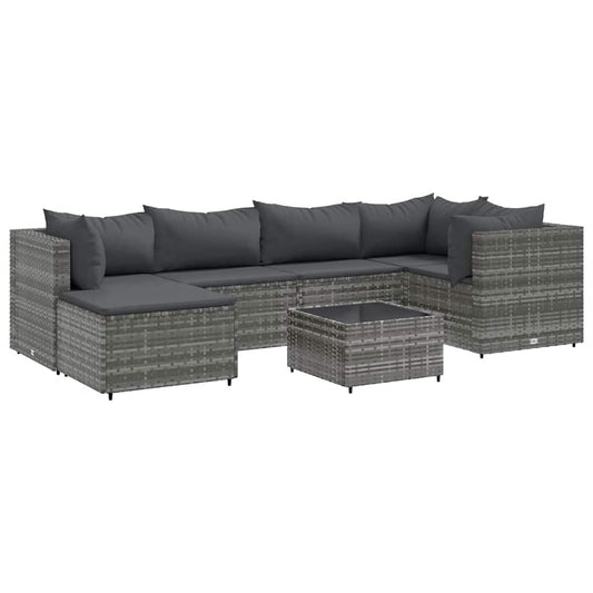 7-Delige Loungeset Met Kussens Poly Rattan