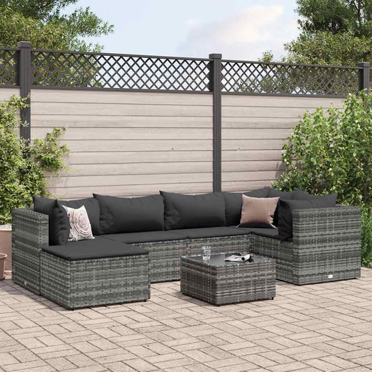 7-Delige Loungeset Met Kussens Poly Rattan