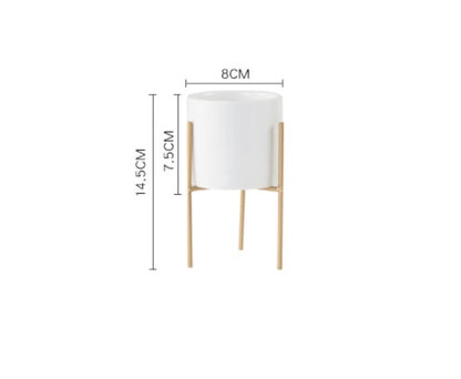 Moderne Bloempot met IJzeren Frame – Stijlvolle Decoratie voor Elk Interieur